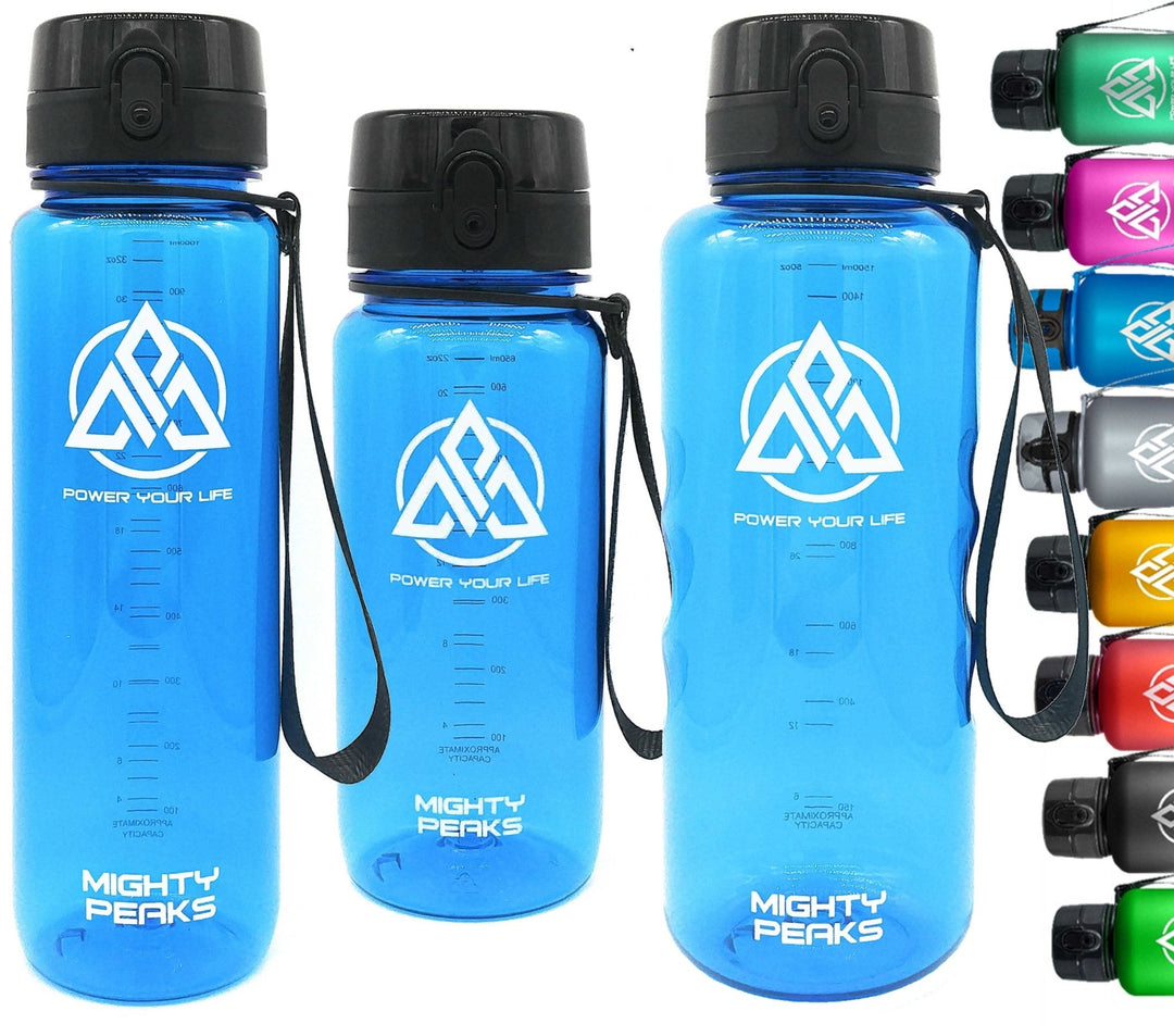 Tritan Sport-Trinkflasche BPA frei + Fruchtsieb + Kohlensäure geeignet in matt und crystal (transparent) - MIGHTY PEAKS