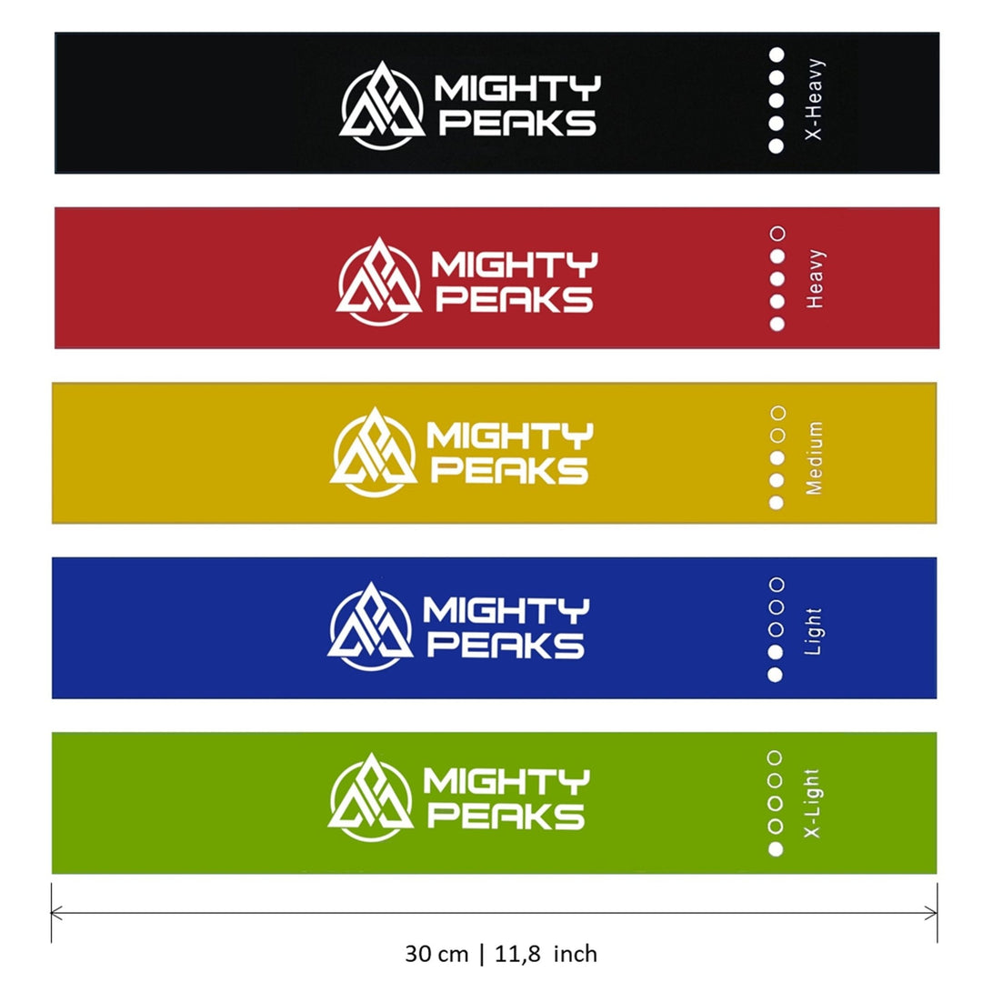 Fitnessbänder 5er Set - aus Latex - Schwerpunkt Arme und Oberkörper - MIGHTY PEAKS